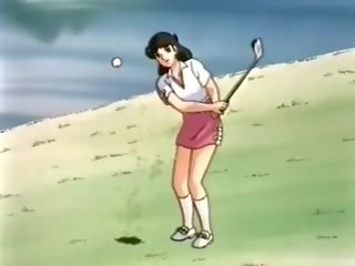 Hentai schätzchen schlug hündchen stil auf die golf bereich