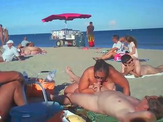 Milf Blows Her darling On Nude Beach By Voyeurs