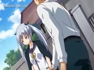 Skvostné anime školské diva výprask šachta v detail